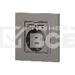 Розетка Intro Accent 6-410-09 P+E Schuko со шторками 16А-250В + 2хUSB IP20 СУ титан Б0063711, фото3