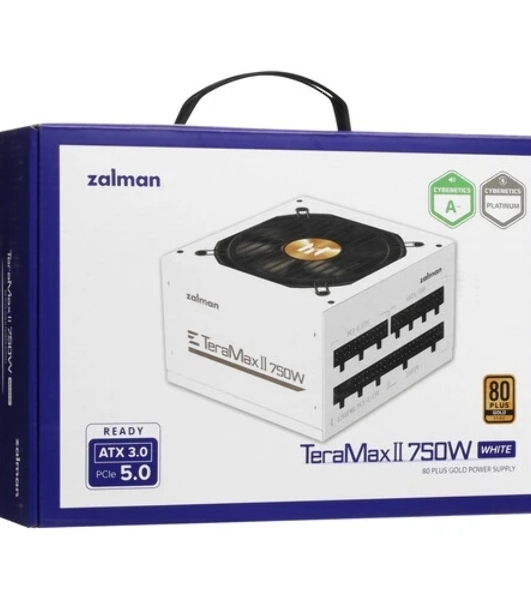 Блок питания Zalman TeraMax II 750W WHITE Retail (ZM750-TMX2 WH), 750Вт, 80 PLUS Gold, 120мм, модульный, белый