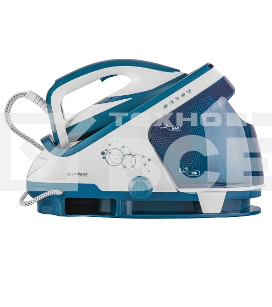 Парогенератор электрический Endever Delta-500, белый/темно-бирюзовый, мощность 3200 Вт, подача пара 170 г/мин, макс. пар удар до 600 г/мин
