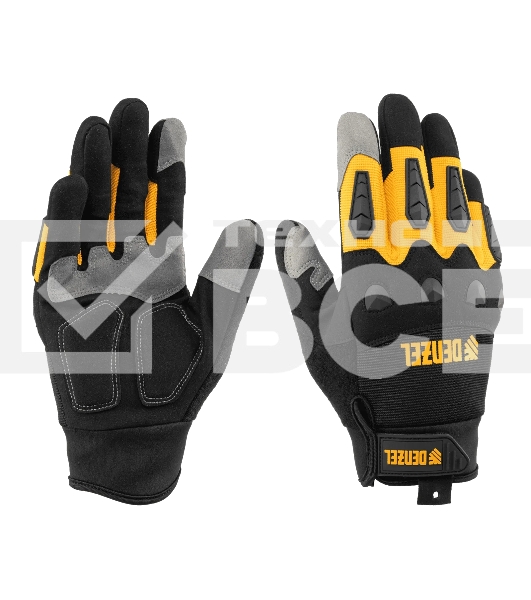 Перчатки универсальные Denzel 68002 усиленные, с защитными накладками, размер 9