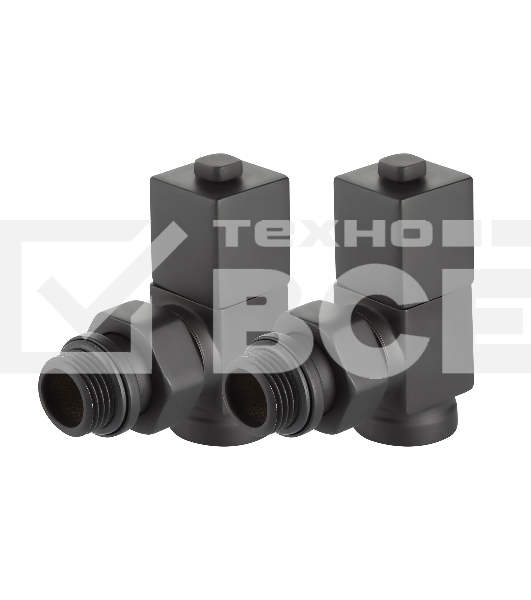 Набор дизайн-вентилей CUBE, угловой черный 1/2