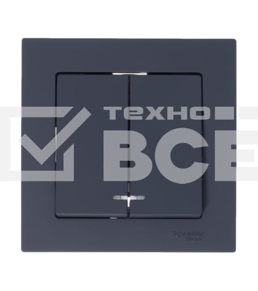 Механизм выключателя 2-кл. СП AtlasDesign 10А IP20 (сх. 5а) 10AX с подсветкой грифель