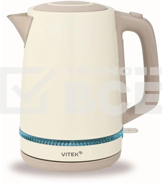 Чайник электрический Vitek VT-WK1066 1.7л. 2200Вт бежевый/коричневый корпус: металл/пластик