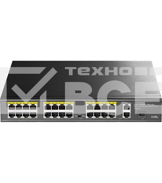 Коммутатор Cudy FS1026PS1, (L2) 24x100Мбит/с 2x1Гбит/с, 1SFP, 24PoE, 24PoE+ 300W, неуправляемый