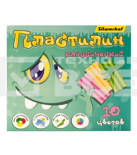 Пластилин Silwerhof Монстрики 10цв. 150гр. стек картон.кор.