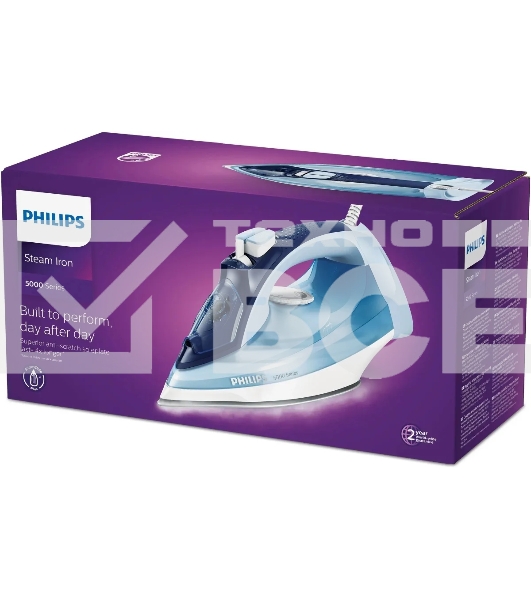 Утюг электрический Philips DST5030/20 2400 Вт, удар 180 г, пар 45 г/мин, 320 мл, SteamGlide Plus, автоотключение