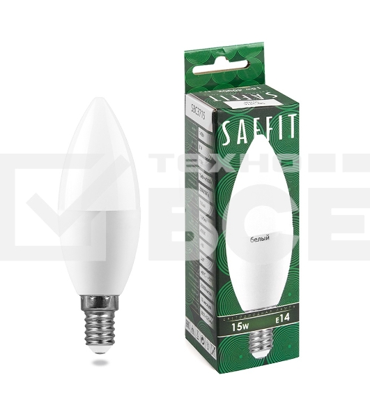 Лампа светодиодная SAFFIT SBC3715 LED 15вт Е14 белый матовая свеча