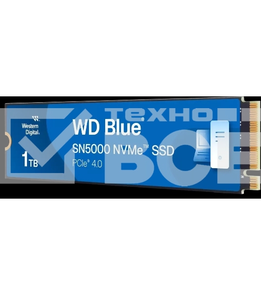 Накопитель SSD Western Digital WD Blue SN5000, 1Tb, PCIe 4.0 x4, M.2 2280, NVMe, R/W 5150/4900