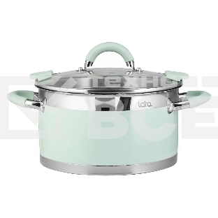 Кастрюля LARA LR02-543 MINT 22x12 см, 4,4 л, носик, индукционное дно, крышка с бортом, полипропилен, силикон, нержавеющая сталь