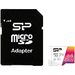 Флеш карта microSD 64Gb Silicon Power Elite A1 microSDXC Class 10 UHS-I U3 100 Mb/s (SD адаптер), фото 1