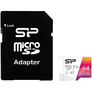 Флеш карта microSD 64Gb Silicon Power Elite A1 microSDXC Class 10 UHS-I U3 100 Mb/s (SD адаптер)