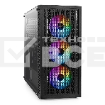 Компьютерный корпус Miditower ExeGate EVO-5001A (ATX, без БП, 2хUSB+1хUSB 3.0+HD Audio, черный, 3 вент.12см с RGb подсветкой, боковая панель - закаленное стекло), фото 1