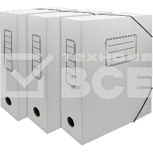 Папка архивная на резинке Silwerhof 1914776 микрогофрокартон корешок 75мм, белый (упаковка: 3шт)