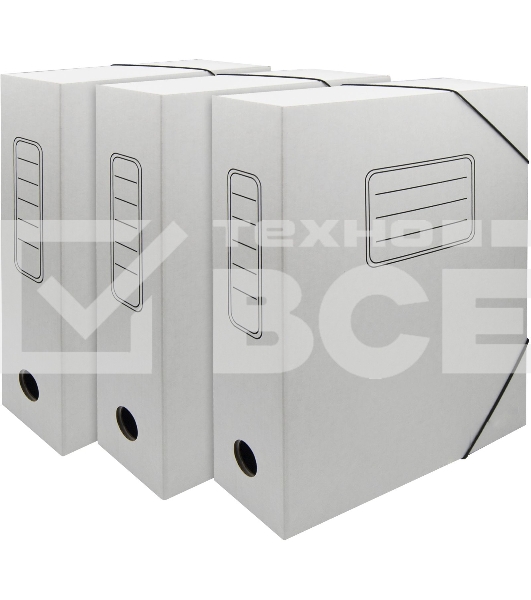 Папка архивная на резинке Silwerhof 1914776 микрогофрокартон корешок 75мм, белый (упаковка: 3шт)