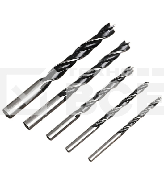 Набор сверл по дереву 5 шт (4/5/6/8/10 мм) Deli DH-MGZ005-ED1 сталь 45#, пласт.кейс