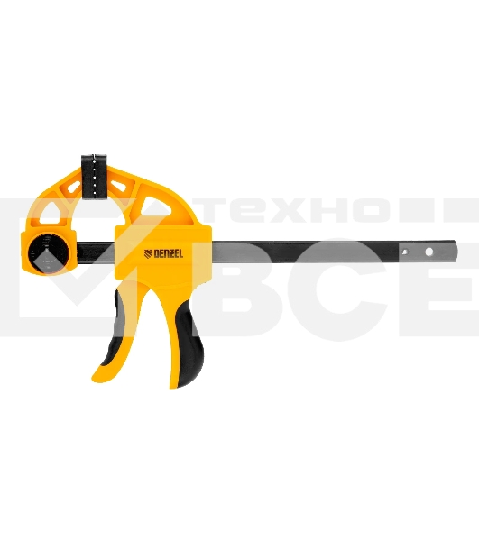 Струбцина Denzel F-образная, быстрозаж., 6'x 2 3/4', 150х70мм, пласт.корпус,фиксатор,двухк. рук-ка