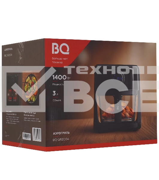 Аэрогриль BQ GR2004 черный, 1400 Вт, 3 л, сенсор, 8 программ