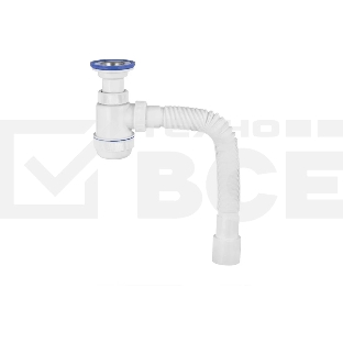 Сифон МИНИ ЭЛИТ для раковин 1'1/2 x 40/50 мм с нержавеющей чашкой 63 мм и с гофротрубой L800 мм, литой выпуск