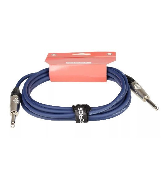 Кабель гитарный FORCE FGC-09/3 BL1/4' TS Jack - 1/4' TS Jack, высококачественный, малошумящий с проводниками из безкислородной меди OFC, диаметр 6 мм, профессиональные металлические разъемы, длина 3 м, цвет синий