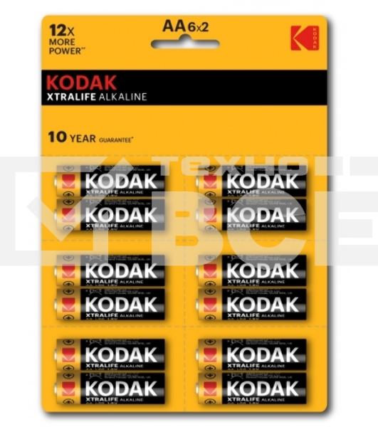 Батарейки Kodak LR6-12BL perforated (6x2BL) XTRALIFE Alkaline [KAA-2x6 perf] (144/576/18432) ( цена за 1 шт )