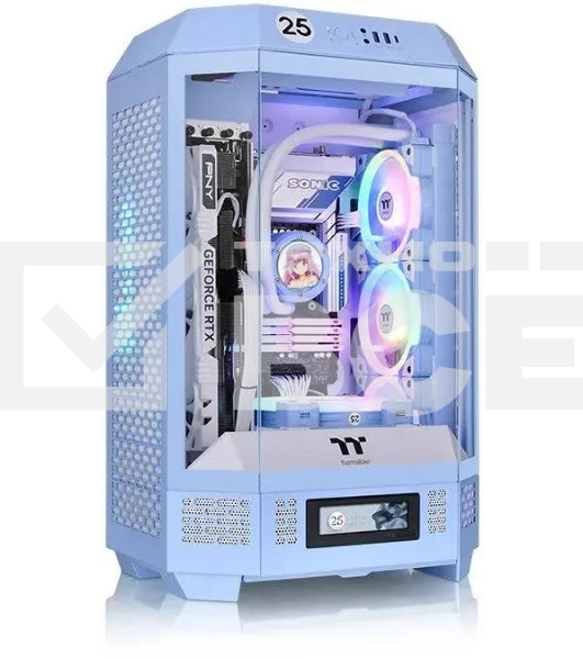 Корпус Thermaltake The Tower 300 Hydrangea голубой без БП miniITX 8x120mm 6x140mm 2xUSB3.0 audio bott PSU