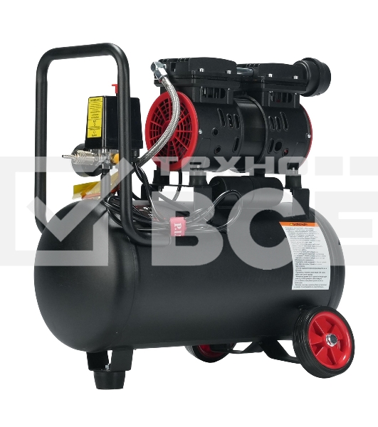 Компрессор поршневой P.I.T. PAC24-C1 безмасляный 110л/мин 24л 600Вт черный/красный