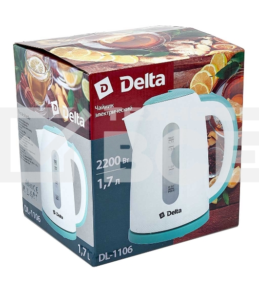 Чайник электрический DELTA DL-1106 белый с мятным