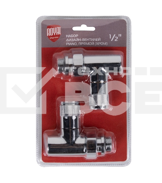 Набор дизайн-вентилей, PIANO, прямой (хром) 1/2