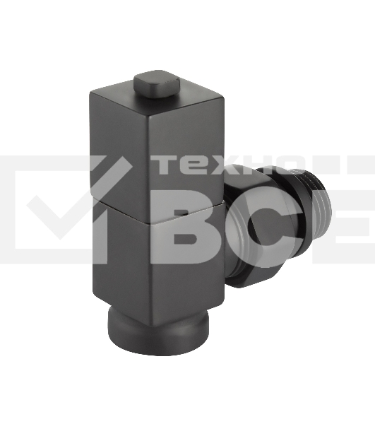 Набор дизайн-вентилей CUBE, угловой черный 1/2