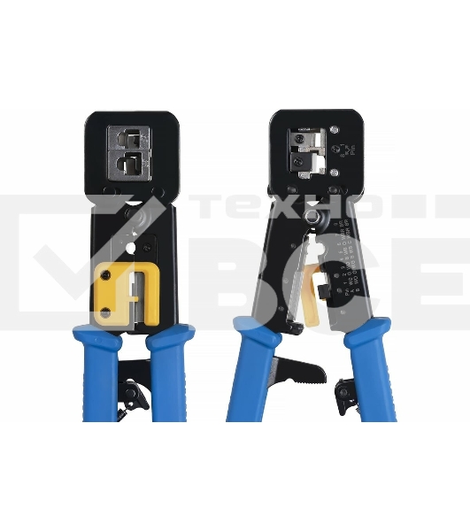 Инструмент обжимной Cabeus HT-376Z для коннекторов быстрой установки RJ-45 (8р8с), RJ-11/12 (6р6с, 6р4с, 6р2с), профессиональный, с храповым механизмом