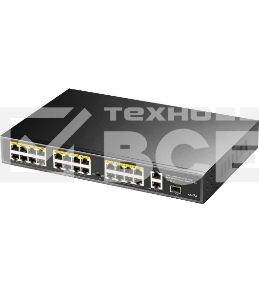 Коммутатор Cudy FS1026PS1, (L2) 24x100Мбит/с 2x1Гбит/с, 1SFP, 24PoE, 24PoE+ 300W, неуправляемый