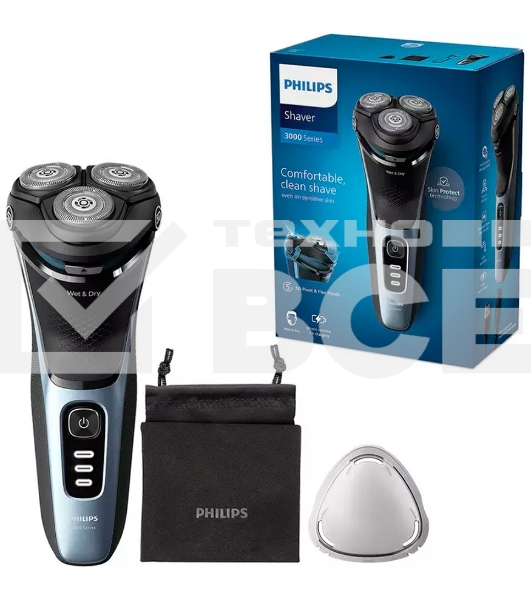 Электробритва Philips S3243/12 черный/голубой