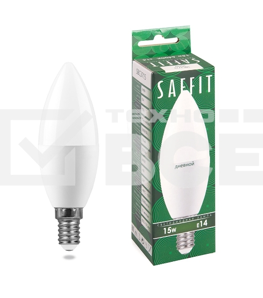 Лампа светодиодная SAFFIT SBC3715 LED 15вт Е14 дневной матовая свеча