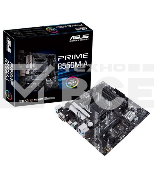 Материнская плата ASUS PRIME B550M-A, AM4, AMD B550, 4xDDR4, 4xSATA, 2xM.2, 1xPCIe 4.0 x16, 2xPCIe x1, 1xDVI-D, 1xHDMI, 1xVGA, 1x 1Gb LAN, 2xUSB 3.2 Gen 1, 2xUSB 2.0, 3x3.5 мм, 7.1, mATX