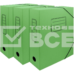 Папка архивная на резинке Silwerhof 1914777 микрогофрокартон корешок 75мм, зеленый (упаковка: 3шт)