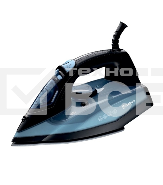 Утюг Sakura SA-3075CBK 380мл, 2400 Вт,керам, черный/синий