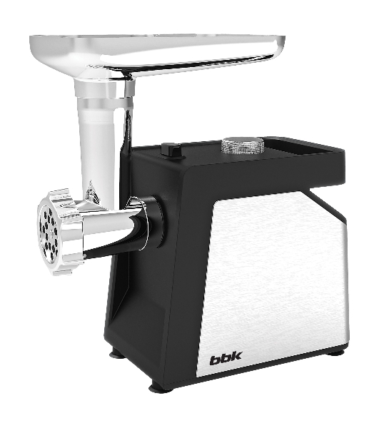 Мясорубка электрическая BBK MG2010 металлик/черный, 2000 Вт, 2.0 кг/мин, реверс, защита от перегрузки, металлический лоток, насадки - 4