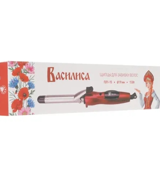 Щипцы для завивки волос Василиса ПЛ1-15 красный/черный, 19 мм, 180 °C, 1 режим
