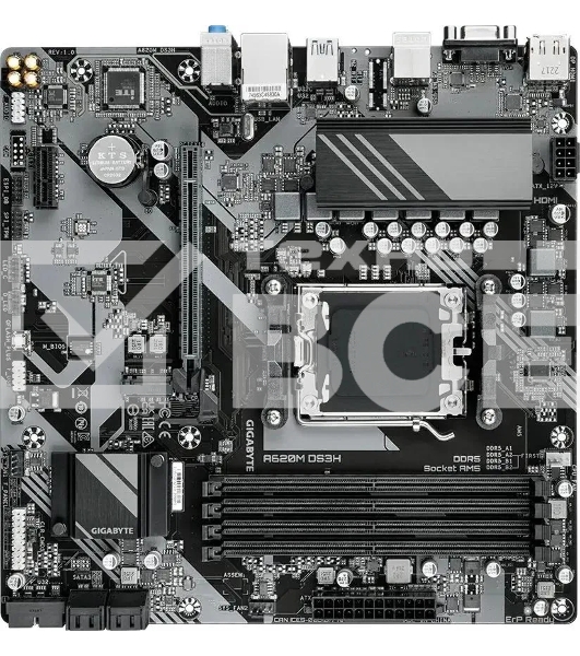 Материнская плата Gigabyte A620M DS3H, Micro-ATX, AM5, AMD A620, 4xDDR5, 4xSATA, 1xM.2, 1xPCI-E 4.0 x16, 1xPCI-E x1, 1xHDMI, 1xDP, 1xVGA, 1x 1Gb LAN, 1xUSB 3.2 Gen 1, 4xUSB 2.0, 3x3.5mm, 7.1, ATX