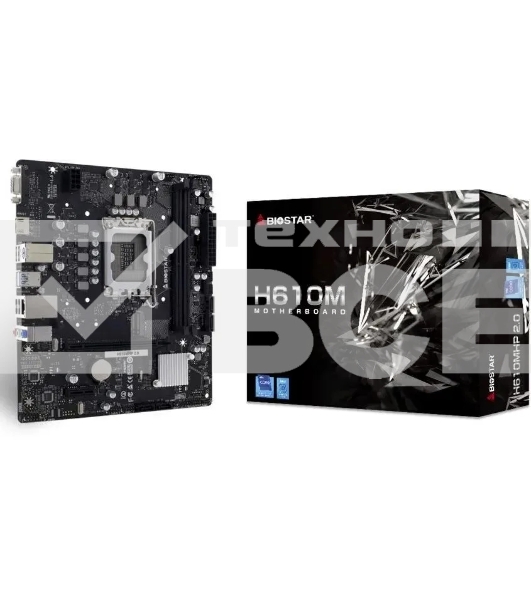 Материнская плата Biostar H610MHP 2.0, LGA 1700, Intel H610, 2xDDR4, 4xSATA, 1xM.2, 1xPCIe 4.0 x16, 1xPCIe x1, 1xHDMI, 1xVGA, 1x 1Gb LAN, 2xUSB-A 3.2 Gen 1, 4xUSB-A 2.0, 3x3.5 мм, 7.1, mATX