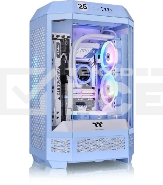 Корпус Thermaltake The Tower 300 Hydrangea голубой без БП miniITX 8x120mm 6x140mm 2xUSB3.0 audio bott PSU