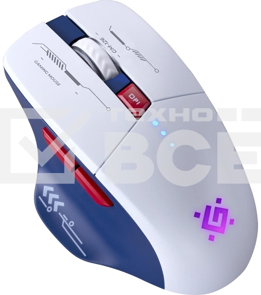 Мышь беспроводная Defender Tisa GM-126 белый/синий, 1600 dpi, радиоканал, Bluetooth, USB, кнопки - 6