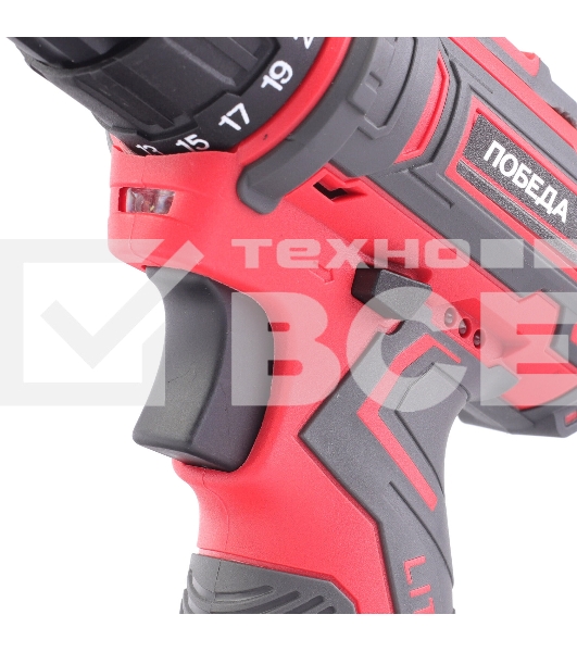 Дрель-шуруповерт аккумуляторная ПОБЕДА ДА-12П/1 Ли, 1 АКБ, 12В, 2,0 Ач, 32Нм, 1 скорость, кейс, комплект сверел и бит