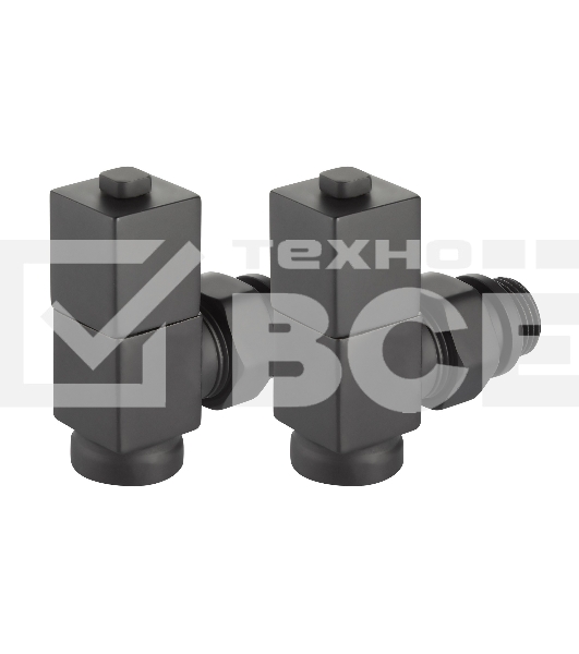 Набор дизайн-вентилей CUBE, угловой черный 1/2