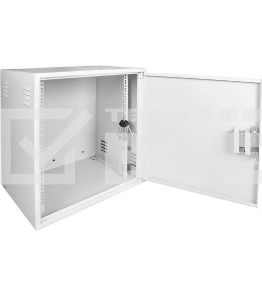 Шкаф настенный антивандальный распашной NTSS WAR 14U 600*500 мм, 2 профиля 19, сварной, серый RAL 7035 NTSS-WAR14U6050