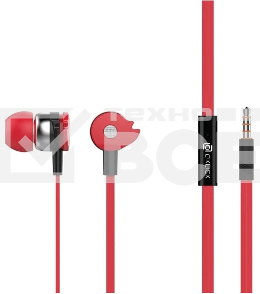 Проводные наушники Oklick HP-S-210 красный, внутриканальные, jack 3.5 мм