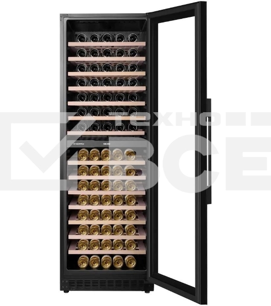 Винный шкаф встраиваемый Maunfeld MBWC-415D171, вместимость: 171 бутылок, черный