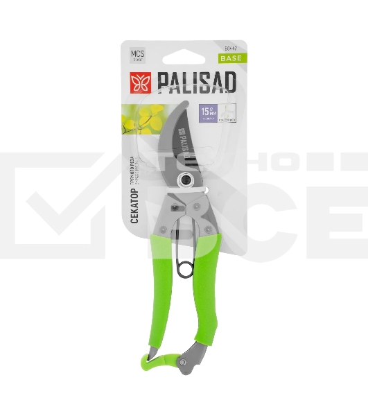 Секатор прямого реза Palisad 200 мм, стальные рукоятки, ПВХ оболочка, BASE