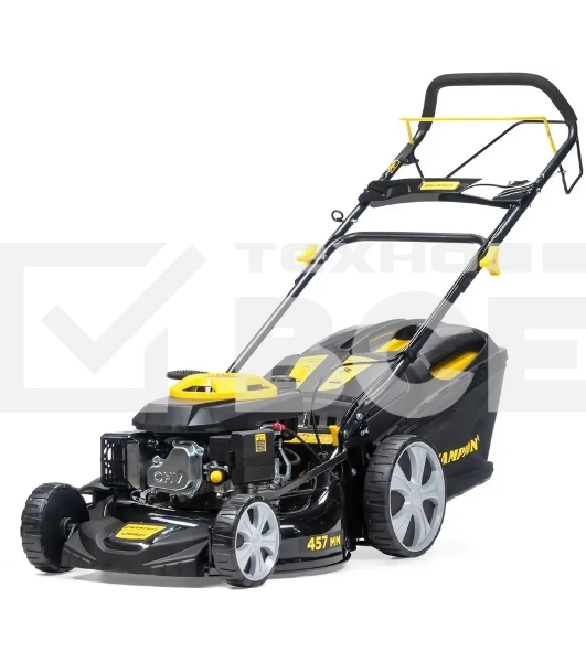 Газонокосилка Champion LM4627 (2,6кВт привод травосб.60л. шир.460мм 25-75мм 31,6кг 3в1)(Газонокосилка самоходная, Объем двигателя 139 см3, вес без травосборника 31,6 кг, Объем топливного бака 1,0 л, Мощность 2,6/3,5 кВт/л.с., объем травосборника 60 л, ширина среза 460 мм, высота среза 25-70 мм.)