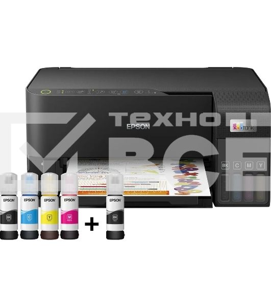 МФУ струйный Epson L3550 (C11CK59405), A4, цветной, печ. до 15 стр/мин. (ч/б) до 8 стр/мин. (цвет), скан. до 11 стр/мин. (ч/б) 28 стр/мин. (цвет), 4800 x 1200 dpi (печать) 1200x2400dpi (скан.), USB, Wi-Fi, Air Print